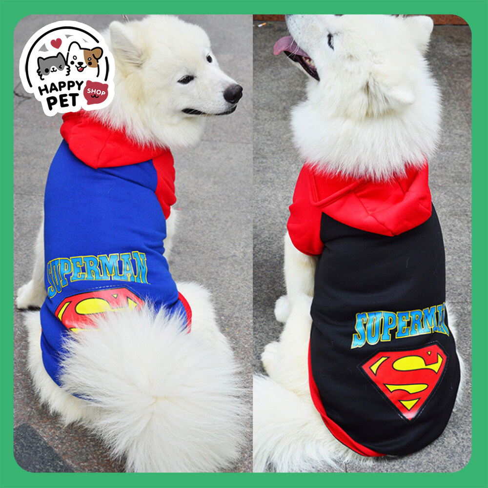 🧡เสื้อสัตว์เลี้ยง-SUPER MAN🧡 เสื้อน้องหมาโต มีฮู๊ด กันหนาว ลายซุปเปอร์แมน งานเย็บดีตรงปก เสื้อสัตว์เลี้ยง