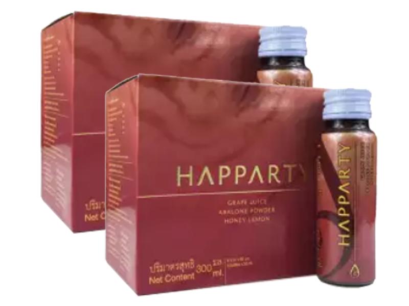 Happarty แฮปปาร์ตี้ เครื่องดื่มเป๋าฮื้อผง ในน้ำองุ่นผสมน้ำผึ้งมะนาว( 2 กล่อง)