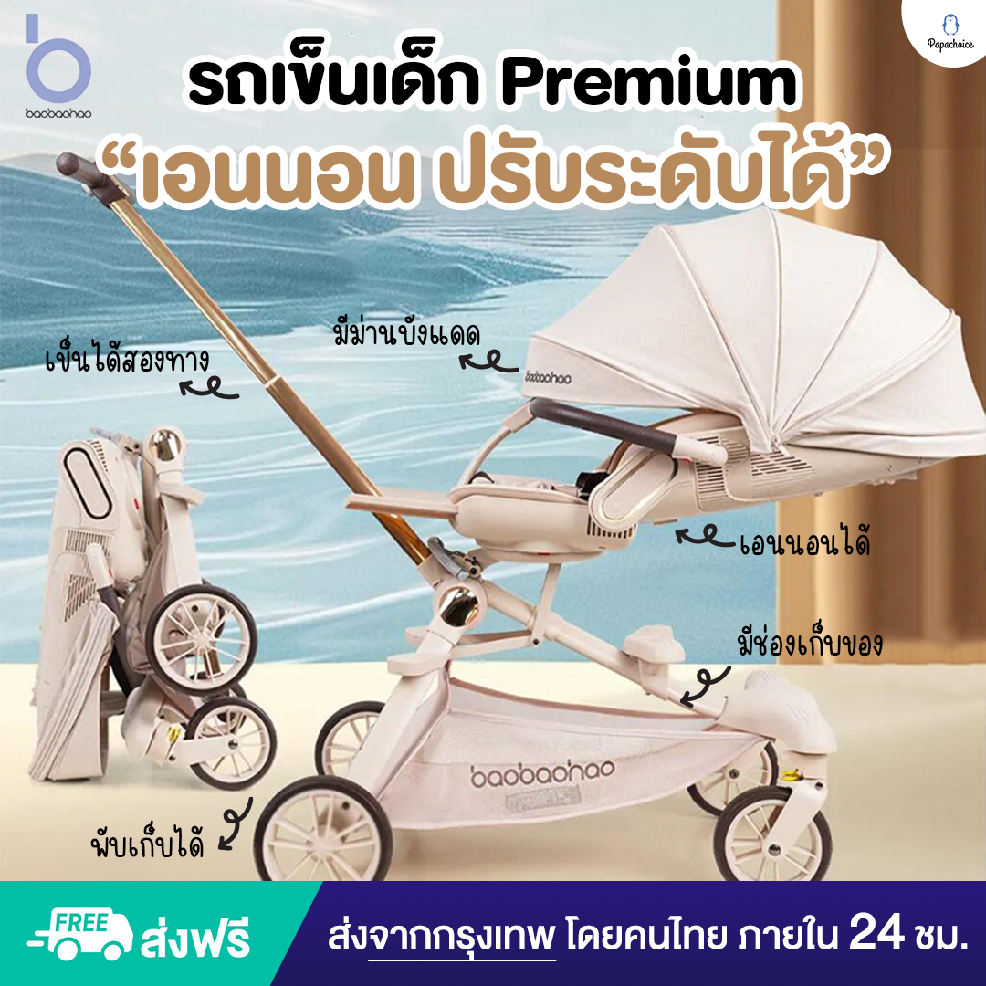 Baobaohao Baby Stroller, Premium Type, Reclining, Adjustable, Has Sunshade, Foldable, V16