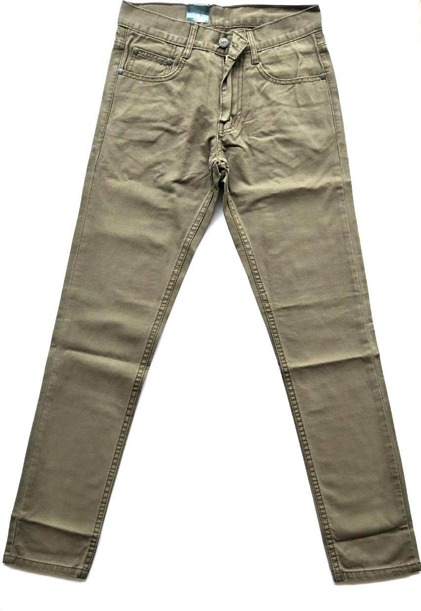 กางเกงชิโน กางเกงขายาวแฟชั่นชาย ทรงเดฟ-กึ่งกระบอกเล็ก ผ้าเวสปอยส์ Cotton 100% Size.28-38  **มีหลายสี**