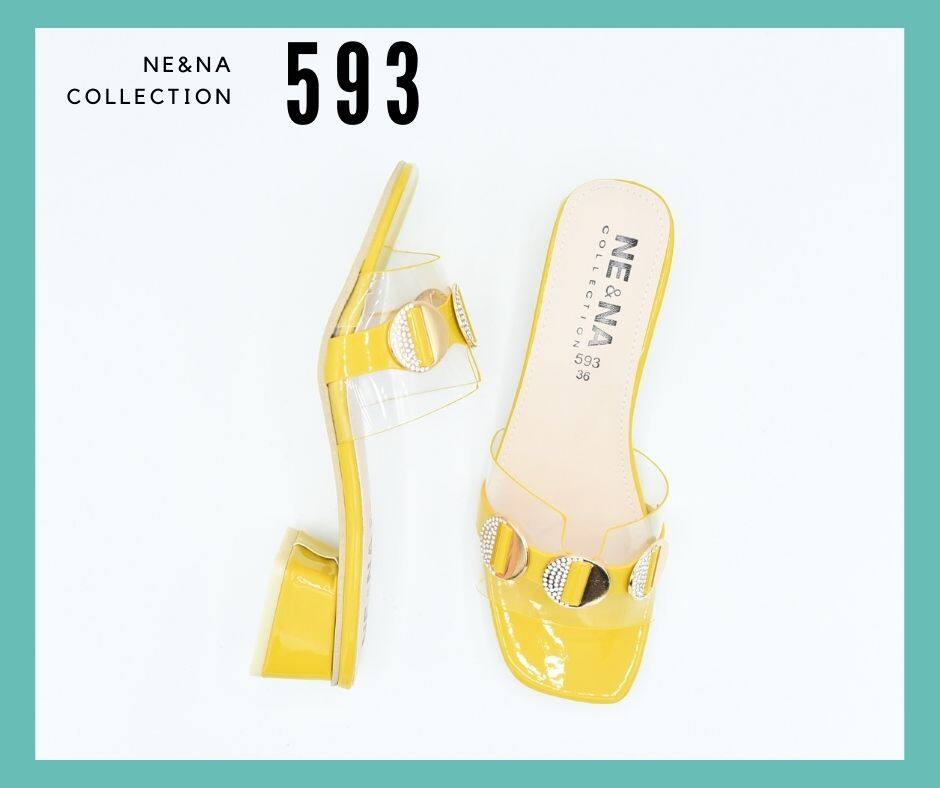 รองเท้าเเฟชั่นผู้หญิงเเบบเเตะสวมส้นเตี้ย No. 593 NE&NA Collection Shoes