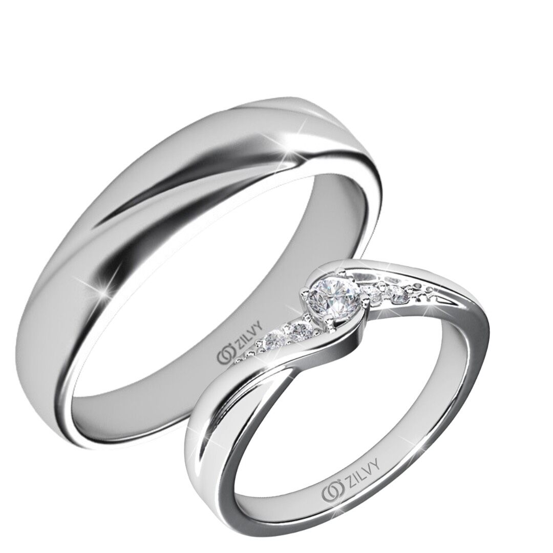 Zlivy - แหวนคู่เพชรน้ำร้อย (GR985/BR124) ราคา 39,000 บาท*ส่งฟรี