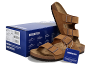 2026 ล่าสุด Birkenstock ผู้ชายและผู้หญิงวัวกลับกำมะหยี่บน Oiled นุ่มแต่เพียงผู้เดียว Arizona คู่ปุ่มรองเท้าแตะรหัส 36-46