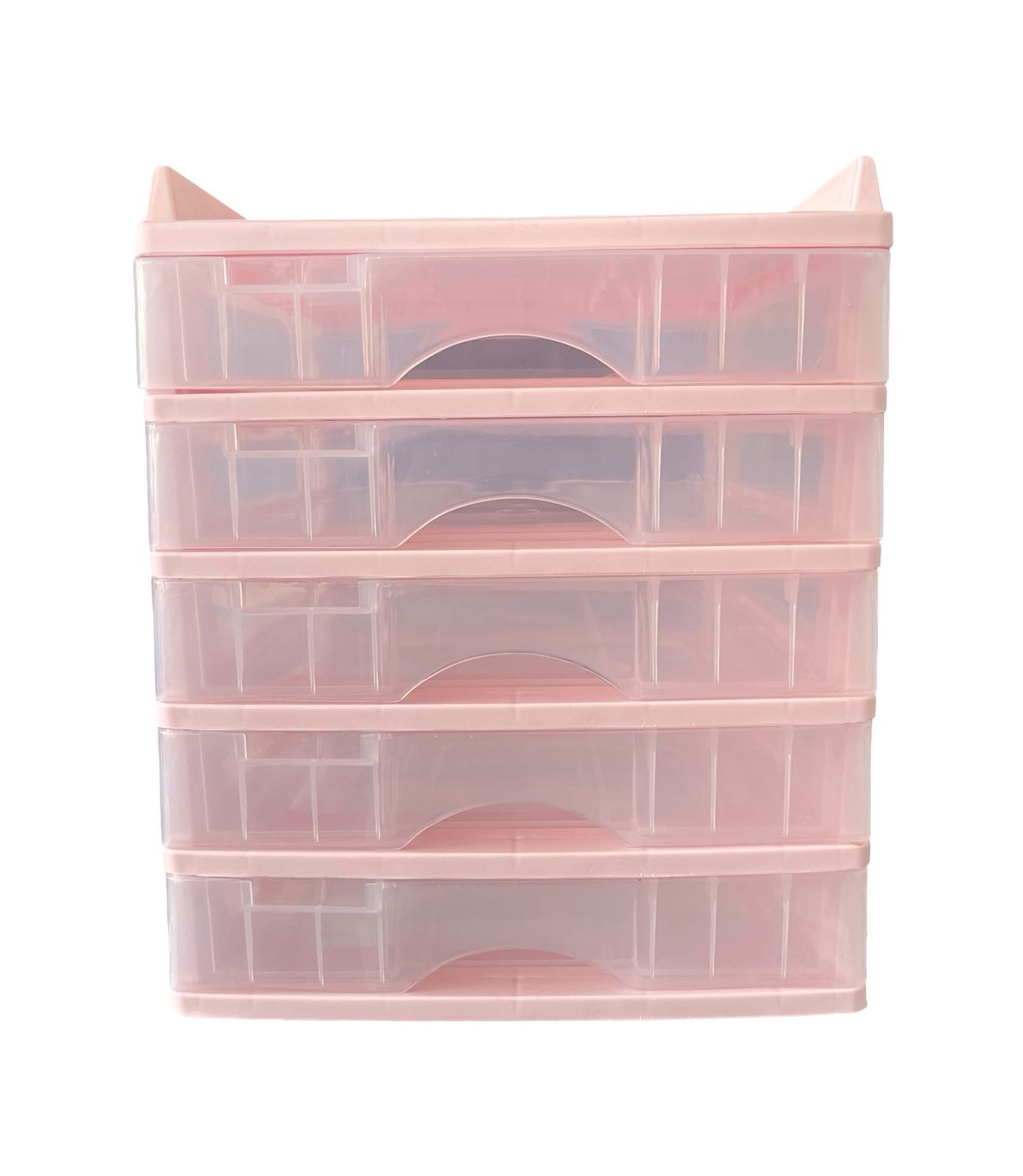 ตู้ลิ้นชัก 5 ชั้น พร้อมถาดบน สีชมพูพาสเทล รุ่น A-109-4 Organizer with upper tray two tone color pink pastel