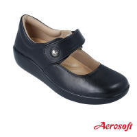 Aerosoft รองเท้าพยาบาล รองเท้าหนังมีส้น รุ่น NW9391 คัชชูสีดำ/สีขาว