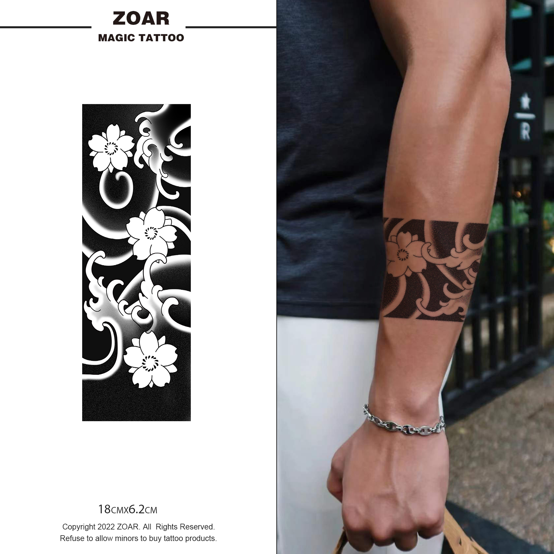 COD แทททู ZOAR L17 Magic tattooสติ๊กเกอร์รอยสักติดที่แขน สติ๊กเกอร์รอยสัก กันน้ำ รอยสัก ลายสัก15 วัน