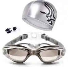 ภาพขนาดย่อของสินค้าแว่นตาว่ายน้ำ ชุด 4 ชิ้น ชุดแว่นตาว่ายน้ำ ผู้หญิง ผู้ชาย Anti FOG UV ป้องกันการเล่นเซิร์ฟ การว่ายน้ำ Goggles Professional แว่นตากันน้ำ พร้อม หมวกว่ายน้ำ ที่อุดหู ที่อุดจมูก  INTL