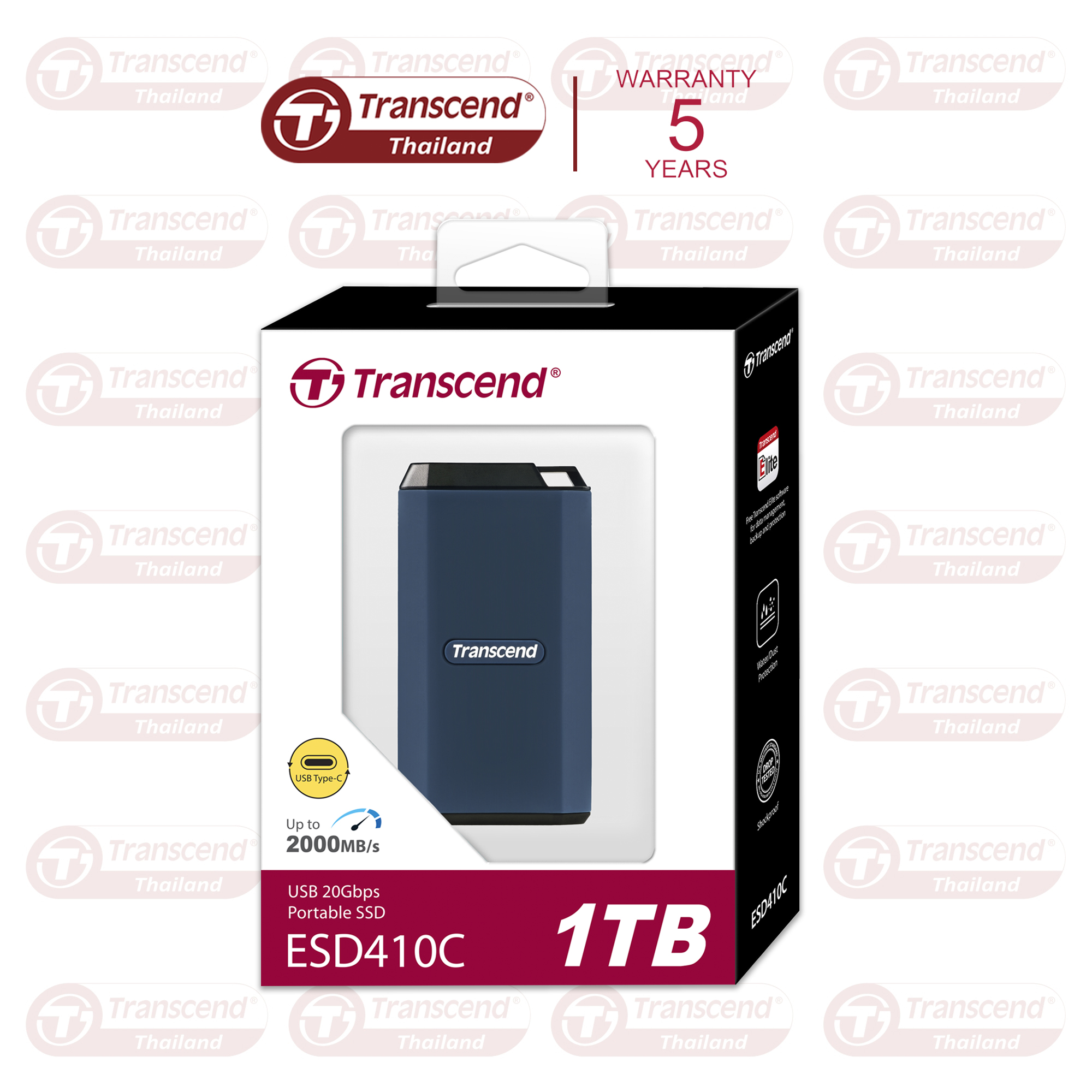 External SSD 1TB : ESD410C -Transcend - รับประกัน 5 ปี - มีใบกำกับภาษี ราคา 3,690 บาท*ส่งฟรี