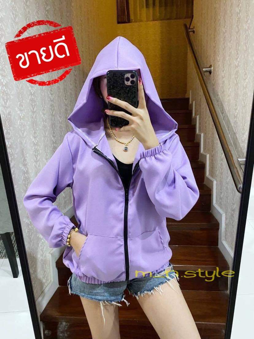 ??เสื้อแฟชั่นแขนยาวมีฮู้ดสีสันสดใส??ฟรีไซร์ อก32-44นิ้ว/หญิง- ชาย ใส่ได้