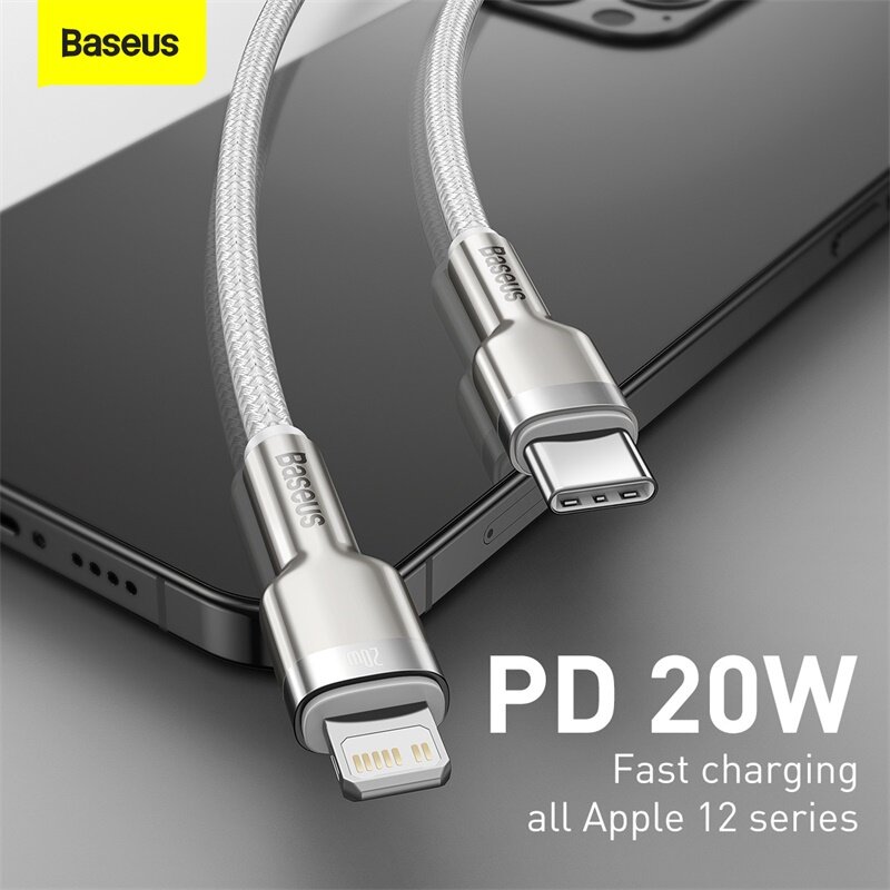 Baseus PD 20W USB C สายสำหรับ iPhone 12 Mini Pro Max Fast สายชาร์จสำหรับสายสำหรับ iPhone 11 8 Charger USB ประเภท C สายเคเบิลสำหรับ Macbook Pro