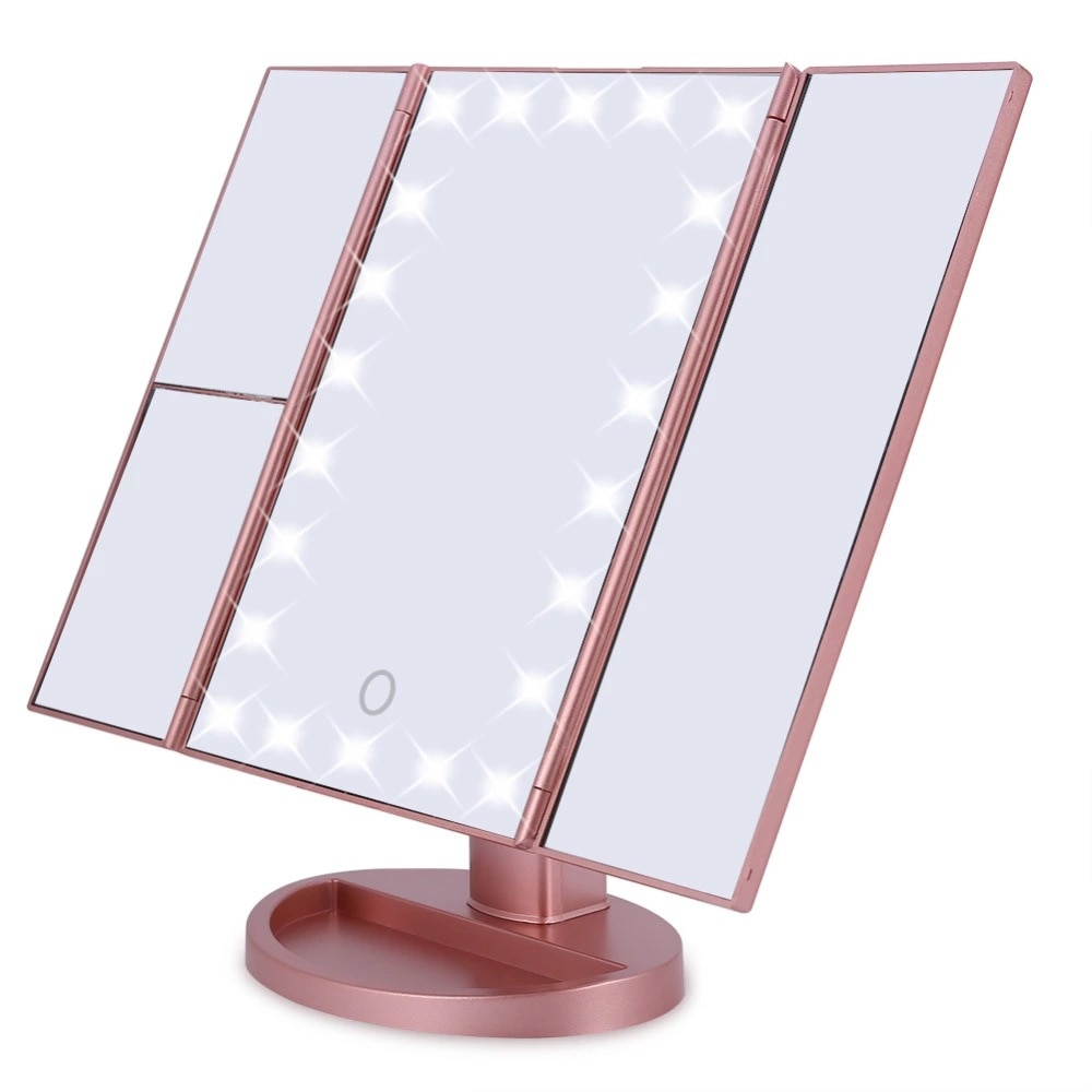 (ส่งจากไทย) LED Makeup Mirror Vanity Light Magnifying Floding Countertop Touch Screen Cosmetic 10x Magnifier Small Mirror Beauty