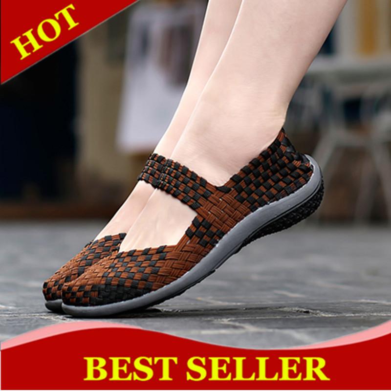 ZOQI Summer Women Fashion Shoes Breathable casual Shoes Loafers Flats Shoes Plus Size 35-42 Slip-on