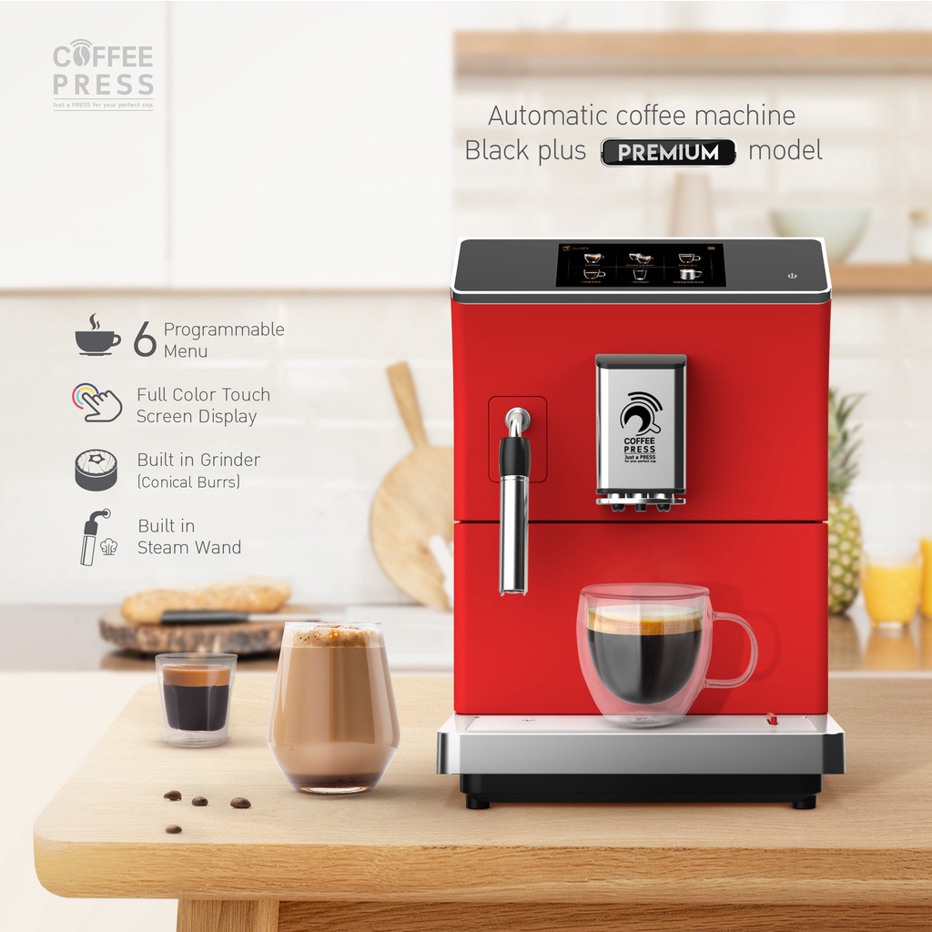 เครื่องชงกาแฟอัตโนมัติ (Black Plus Premium) 6 เมนู Coffee Press Fully Automatic Espresso Coffee Machine ราคา 23,900 บาท*ส่งฟรี