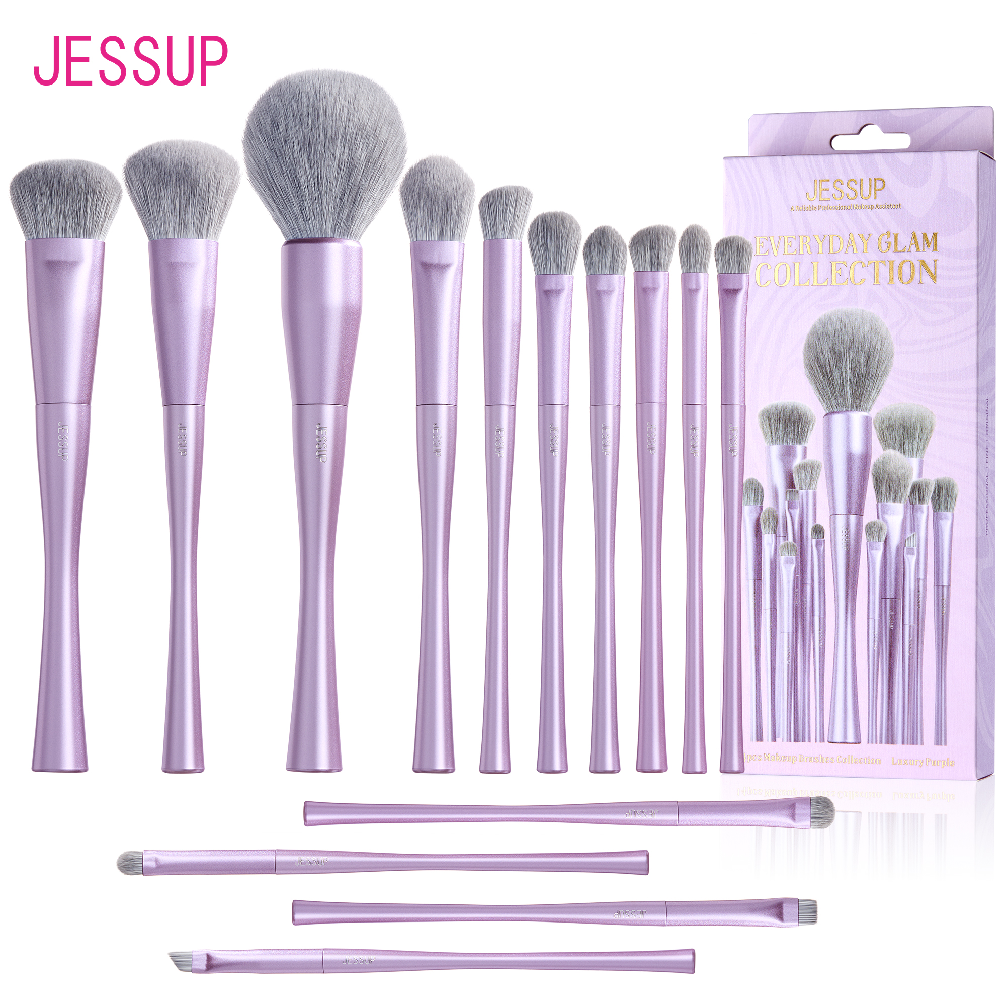 Jessup's 14-Piece Luxury Makeup Brush Set, Cruelty-Free Brushes for Face and Eyes, Foundation, Blush, Contour, Eyeshadow, Blend, Purple Gift Box T512. ราคา 790 บาท*ส่งฟรี