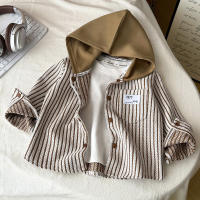 TUmama เสื้อโค้ทผ้าถักเนื้อนิ่มสำหรับเด็กผู้ชายเสื้อคลุมแขนยาวลายทางสำหรับแจ็คเก็ตมีฮู้ดฤดูใบไม้ผลิชุดลำลอง