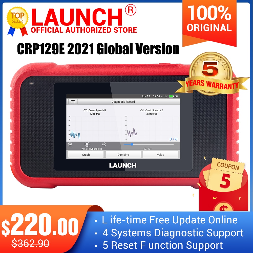 Launch X431 CRP129E Creader 129E obd 2 Diagnostic Tool Code Reader Launch diagnosis scanner with 5 Reset Functions CRP 123 129
