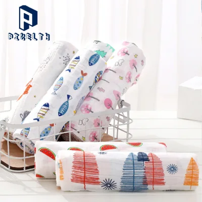 PIXELTH - 120*110 Muslin 100% Cotton Baby Swaddles Soft Newborn Blankets Bath Gauze Infant Wrap sleepsack