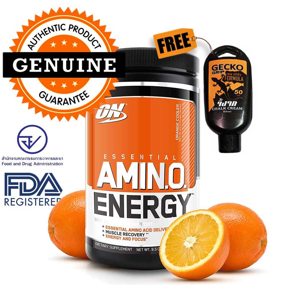 Optimum Nutrition Amino Energy 30 serv pre-workout - Orange Cooler + Gym Liquid Chalk FREE Gecko Grip