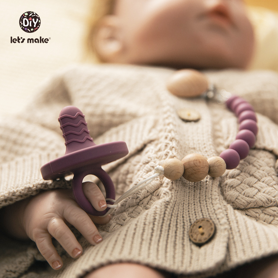 Lets Make Baby Pacifier Holder with Soother 2pcs/set 100% Silicone Chew Beads Newborn Nursing Stuff ราคา 87 บาท*ส่งฟรี