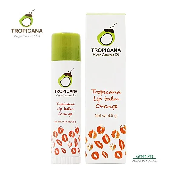 Tropicana , ลิปบาล์ม น้ำมันมะพร้าว แบบแท่ง   สูตร NON PRESERVATIVE  , 4.5กรัม  ,