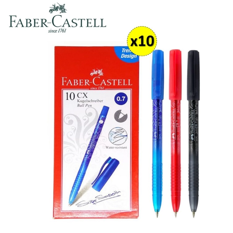 ภาพหน้าปกสินค้า(ยกกล่อง 10 ด้าม) ปากกาลูกลื่น เฟเบอร์คาสเทลส์ Faber-castell รุ่น CX5 CX7 สีน้ำเงิน,ดำ,แดง ปากกาปลอกเฟเบอร์ ปากกาเฟเบอร์ ปากกาเขียนดี (ฺBall point pen)
