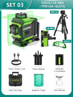 Huepar เลเซอร์วัดระดับ 3D สีเขียว 12 เส้น แบตเตอรี่ลิเธียมไอออน ชาร์จได้ พร้อมพอร์ตชาร์จ Type-C 703CG