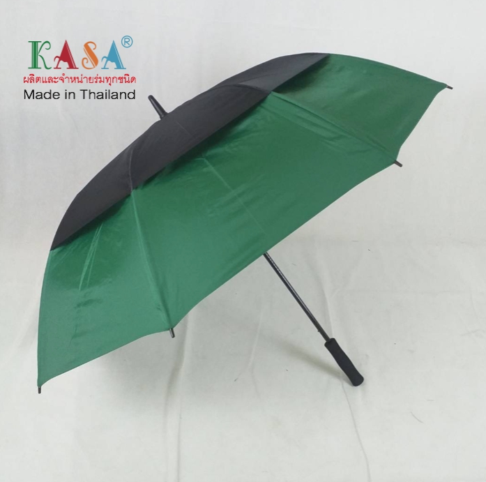 ร่มกอล์ฟ 2 ชั้น 30 นิ้ว ไฟเบอร์ เปิดออโต้ ผ้าUV บนดำล่างสี กันแดด กันน้ำ สีสวย ร่มแฟชั้น สปริงใช้งานง่าย ผลิตในไทย Golf Umbrella