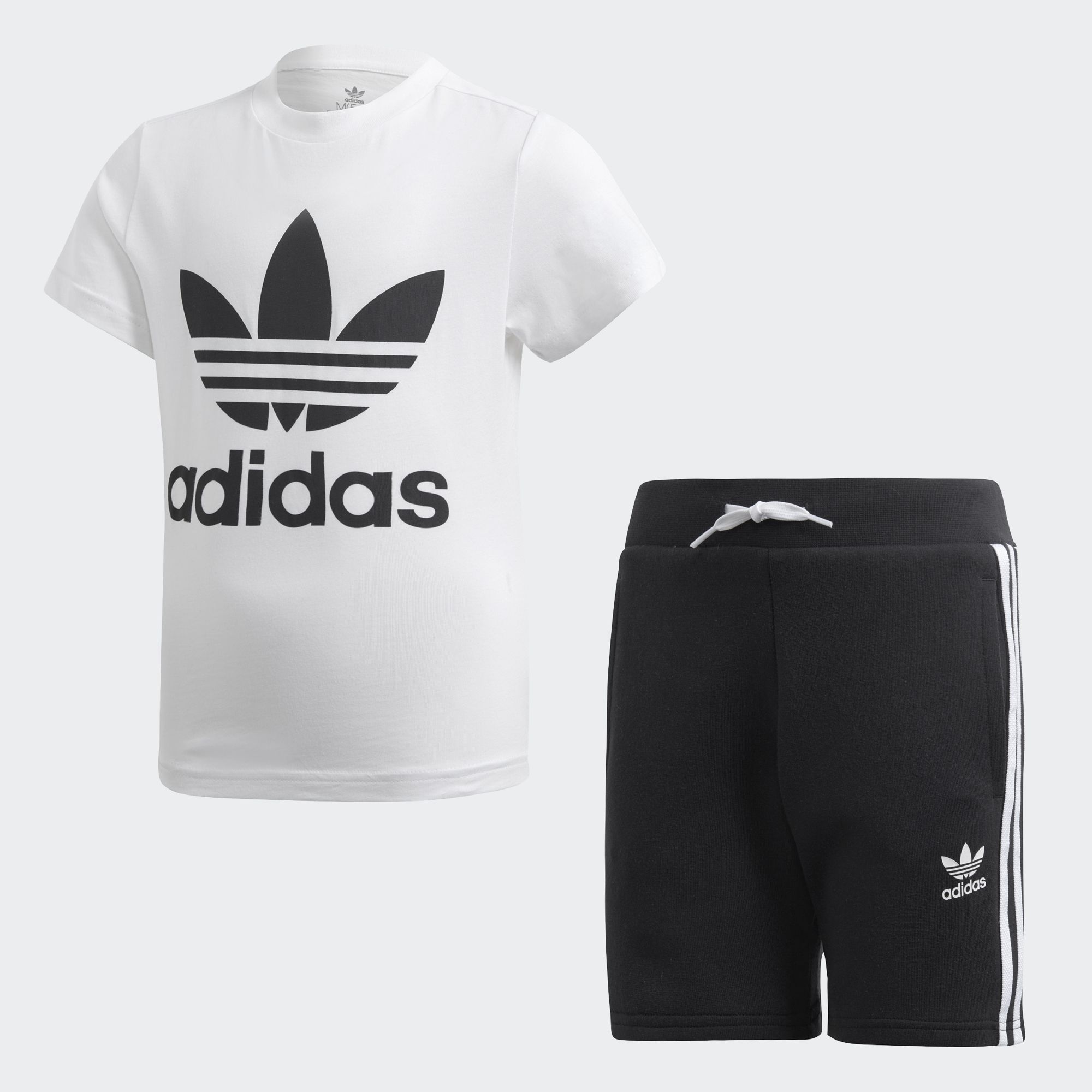 adidas ORIGINALS Trefoil Shorts Tee Set เด็ก ไม่ระบุ เพศ สีขาว DW9709