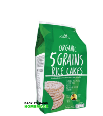 Allrite Organic 5 Grains Rice Cake 76 g (ธัญพืชออร์แกนิคอบกรอบ ชนิดรวมธัญพืช 5 ชนิด 76 กรัม)
