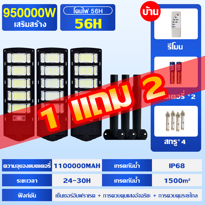 รับประกัน 30 ปี ไฟถนนโซล่าเซล ไฟโซล่าเซลล์ ไฟโซล่าเซล Solar Light โซล่าเซลล์ ไฟฟ้าโซล่าเซล สปอตไลท์โซล่า ไฟทางโซล่าเซล สปอร์ตไลท์ led 100000W-150000W โคมไฟถนน solar cell กันน้ำ IP 67
