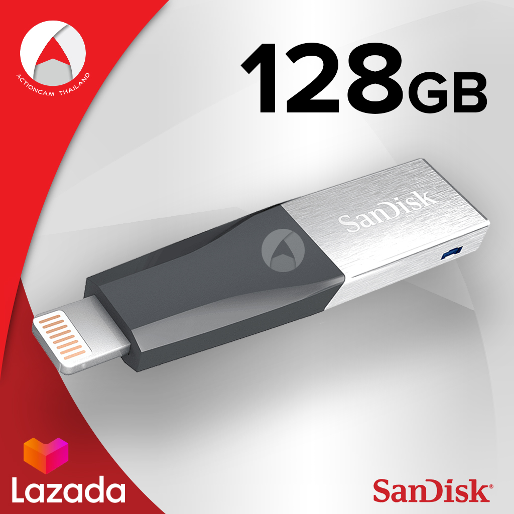 SanDisk New iXpand Mini flash drive 128GB (SDIX40N_128G_GN6NE) แฟลชไดร์ฟสำหรับ iPhone และ iPad เมมโมรี่ สำรองข้อมูล ประกัน Synnex 2ปี
