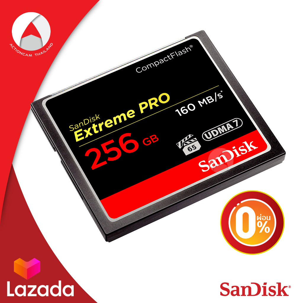 [ผ่อน 0%] SanDisk Extreme Pro Compact Flash CF Card 256GB ผ่อนนานสูงสุด 10 เดือน Speed 160MB/s Write140MB/s (SDCFXPS_256G_X46) เมมโมรี่ การ์ด แซนดิส อุปกรณืจัดเก็บข้อมูล กล้อง กล้องถ่ายภาพ กล้องโปร DSLR