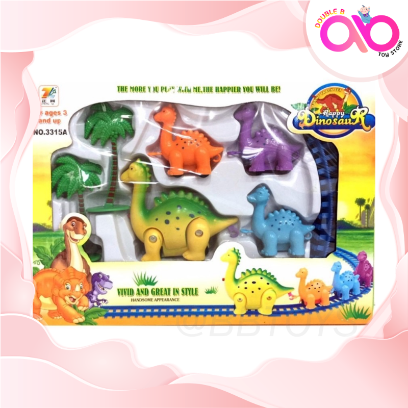Double B Toys ชุดต่อรถไฟ รูปสัตว์ Happy animal train  สำหรับคุณหนู ๆ  ไดโนเสาร์ และ ช้าง ของเล่นเสริมพัฒนาการ มีเสียง สำหรับเด็ก 1 ปีขึ้นไป