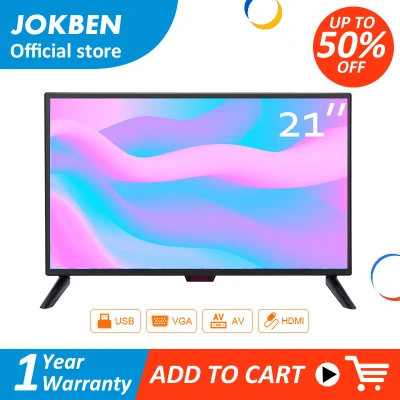 JOKBEN แอลอีดีทีวี 21 นิ้วทีวีจอแบน HD หลายพอร์ต HDMI + AV + VGA + USB