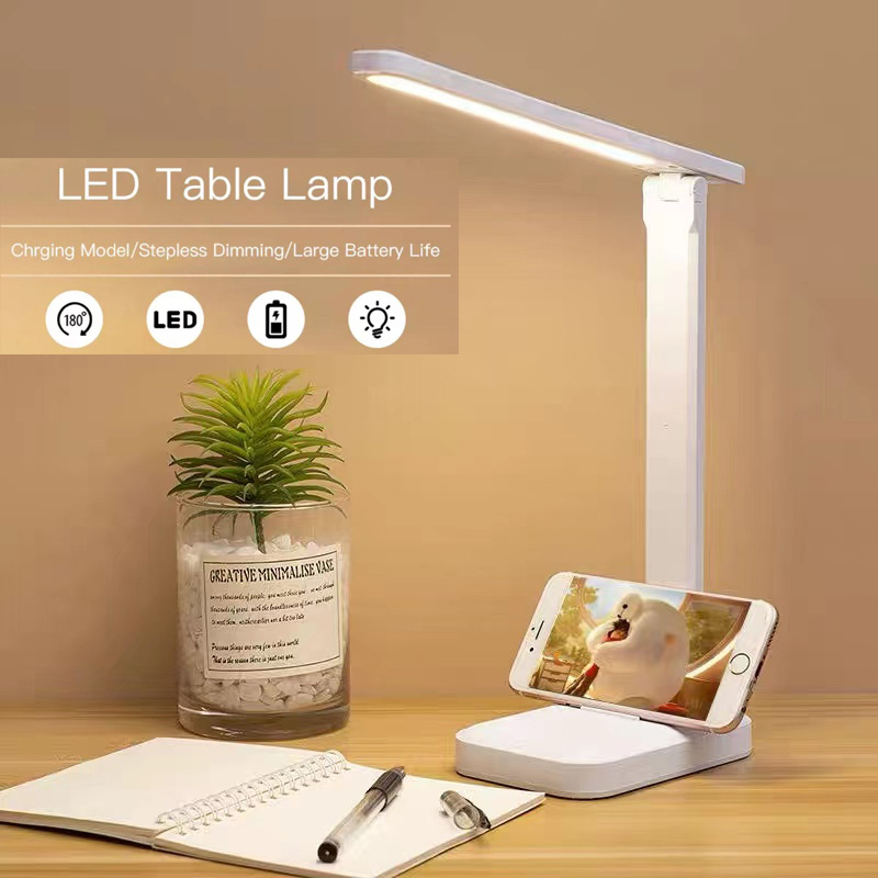 โคมไฟอ่านหนังสือ ไฟ3สี LED lamp เกรดA ความสว่างสองเท่า รุ่นสัมผัส ปรับได้3ระดับ โต๊ะทำงานโคม โคมไฟหัวเตียง โคมไฟตั้งโต๊ะ โคมไฟอเนกประสงค์ ไฟมินิมอล มีแบตเตอรี่ในตัว รี่ปรับแสงได้