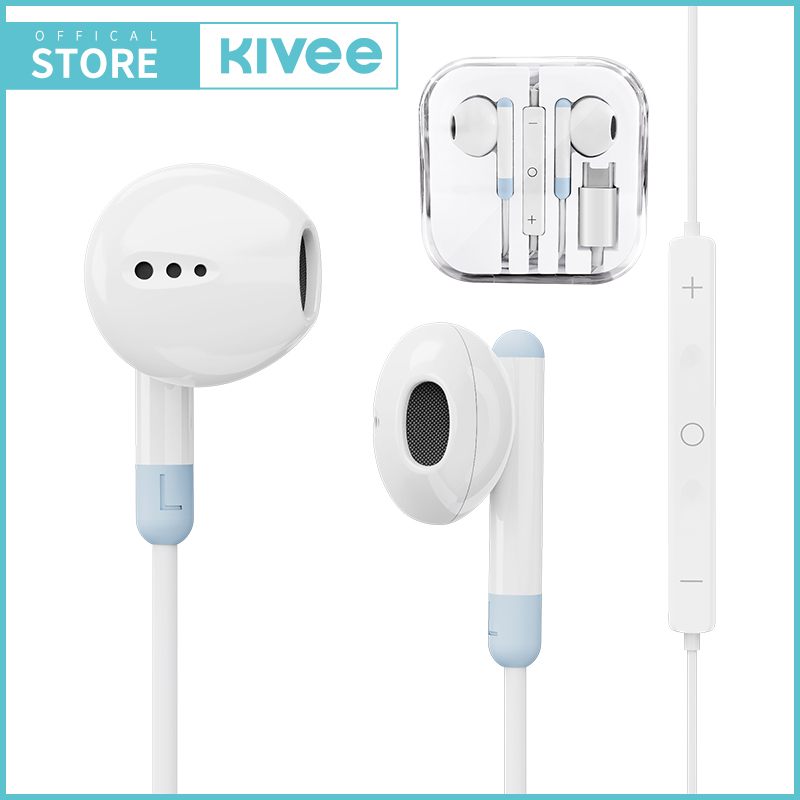 KIVEE หูฟัง หูฟังมือถือ หูฟังมีสาย หูฟังเบสหนักๆ หูฟังโทรศัพท์ Earphone หัวแบบ Type-C/Lightning ลำโพงขนาด 14.2มม. เสียงดี เบสดัง ราคา 135 บาท*ส่งฟรี