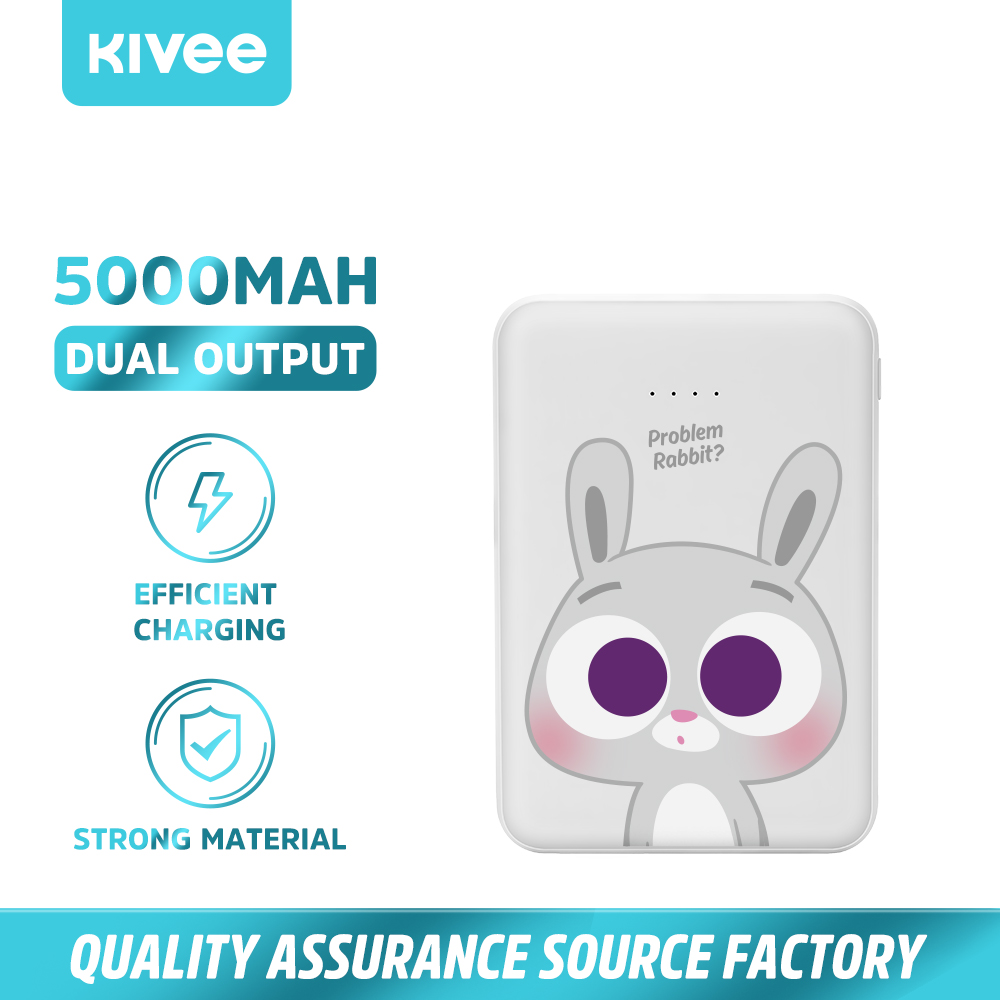 KIVEE power bank แบตสำรองพาเวอร์ 5000mAh แบงค์ ถูกๆ แท้100% Quick Charge สำหรับ iPhone VIVO HUAWEI Samsung Oppo พกพาสะดวกน่ารักเหมาะเป็นของขวัญของขวัญที่ดีท