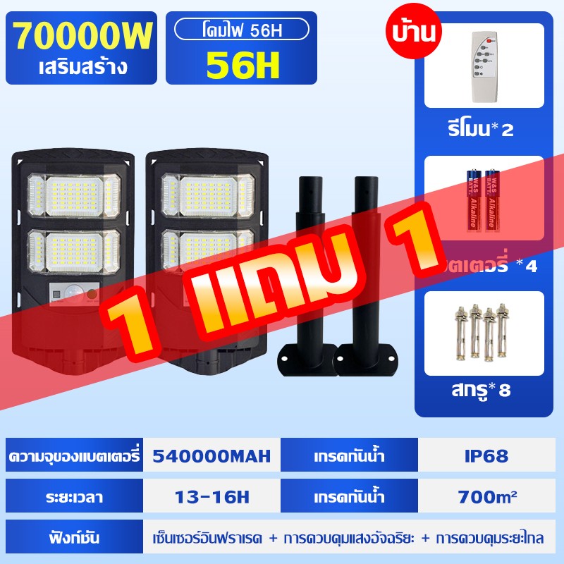 🔥แท้100%🔥 ไฟโซล่าเซลล์ ไฟถนนโซล่าเซลล์ ไฟภายนอกอาคาร solar light LED ไฟถนนสวนพลังงานแสงอาทิตย์ 70000W 120000W กันน้ำ IP67 ป้องกันฟ้าผ่า สปอร์ตไลท์ ไฟโซล่าเซล หลอดไฟ led