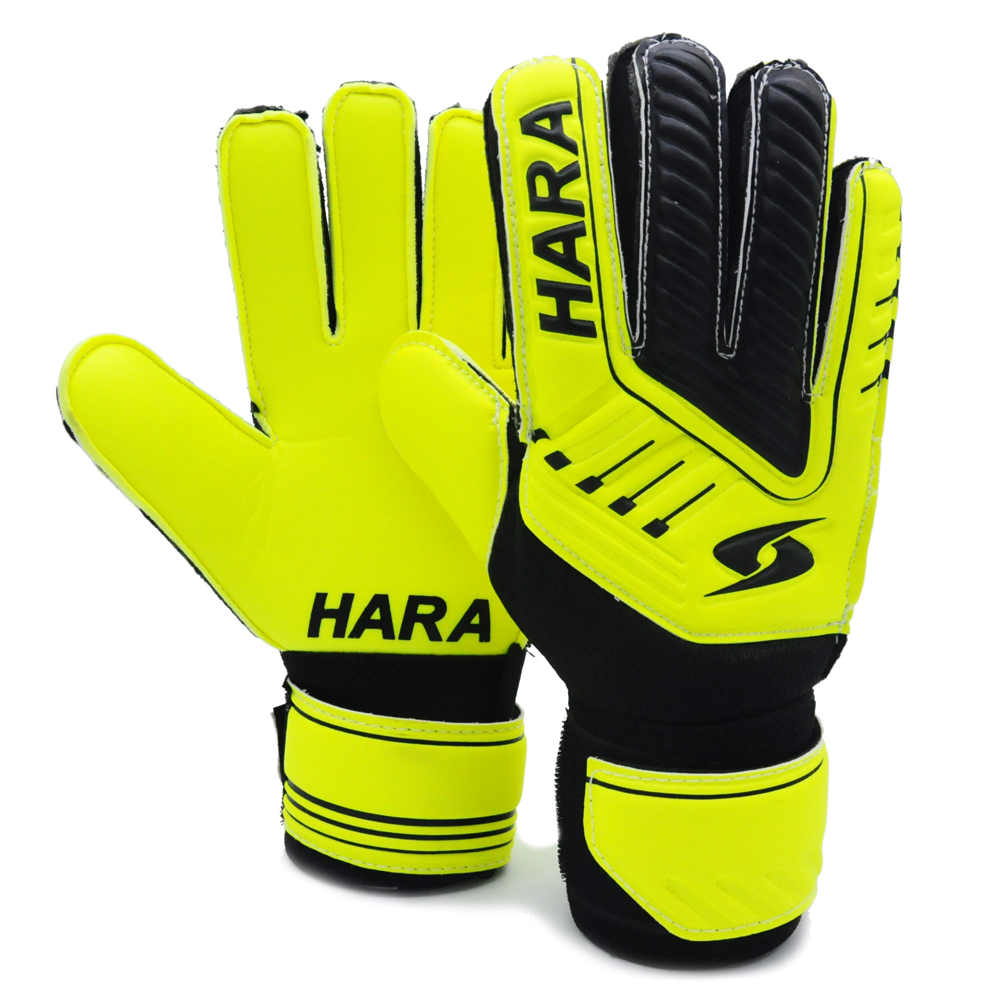HARA Sports ถุงมือผู้รักษาประตู มีฟิงเกอร์เซฟ ถุงมือฟุตบอล สีเหลือง