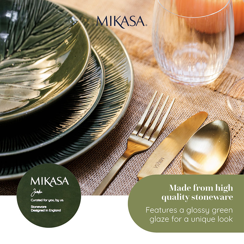 Mikasa Jardin 4-Piece Dinner Plate Set 27cm / 4-Piece Side Plate Set 21.5cm , Green, Service for 4 - Dishwasher Safe ราคา 1,147 บาท*ส่งฟรี