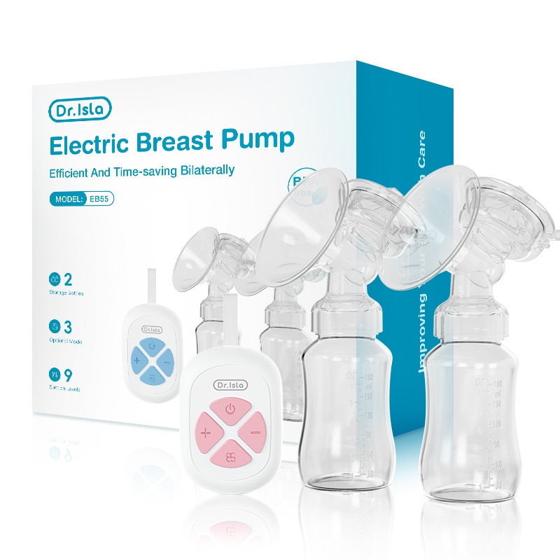 Dr.isla ปั๊มนมไฟฟ้าแบบอัตโนมัติคู่ (3 โหมด x 9 เกียร์) เครื่องปั๊มนมไฟฟ้า ปลอดภัย สะดวกสบาย เสียงเงียบ ปั๊มนมนมอัตโนมัติ ไม่มี BPA (แถมจุกนมหลอกขวดนม2ขวด) EB55รองรับการชำระเงินปลายทาง
