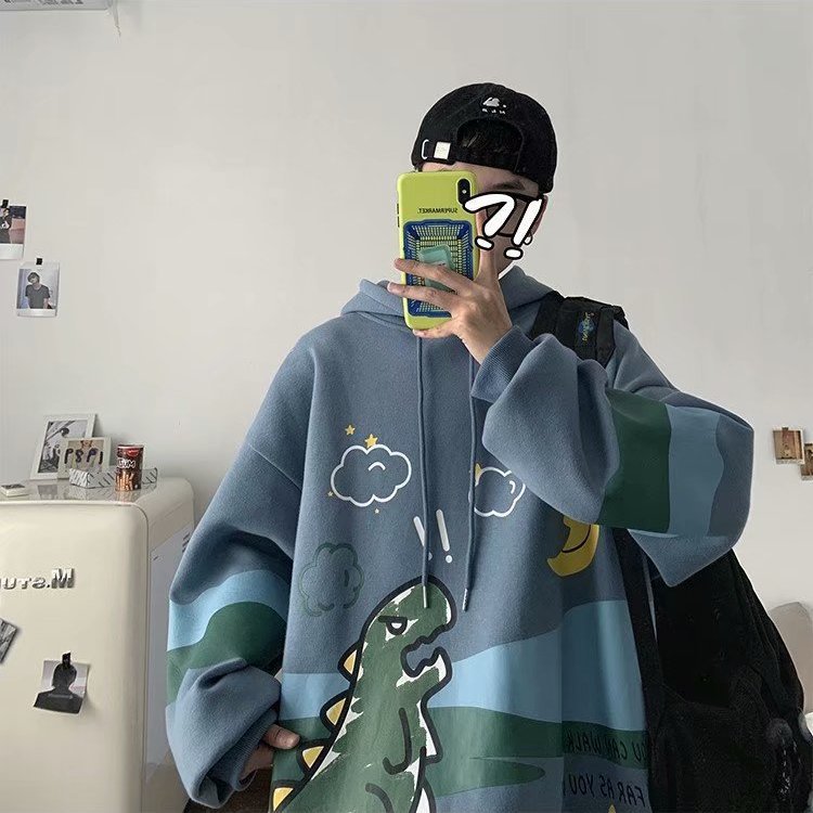 ⚡Flash sale⚡เสื้อฮู้ดแฟชั่นผู้ชายสีดำและสีขาวเย็บคู่เสื้อฮู้ดตัวอักษรสบาย ๆ เสื้อแขนยาว มีฮู้ด✔✨ สไตล์เกาหลี Mark hoodies Hip Hop Hooded Sweater Ins Autumn New L