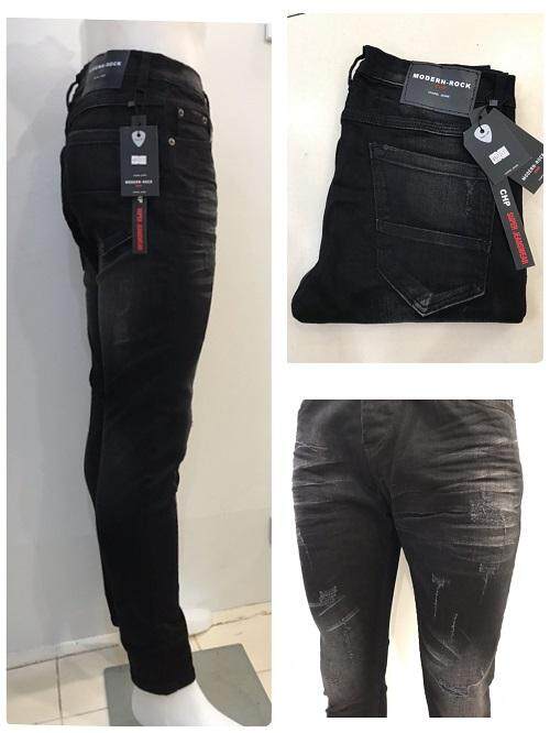 CHPskinny jeans No.9012 สีดำฟอกขัดด่างเจียรขาด Size 28-36 Extra size 38-44
