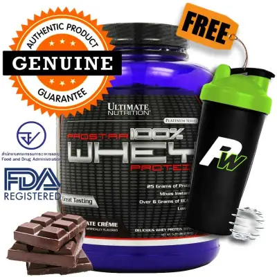 Ultimate Nutrition เวย์โปรตีน ProStar Whey Protein 5.28lbs - Chocolate + FREE Blender Shaker