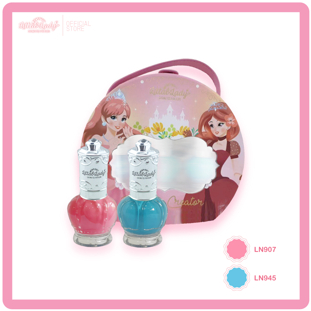 Littal Lady ยาทาเล็บเด็ก ปลอดสารพิษ กว่า 30สี พร้อมสติ๊กเกอร์ติดเล็บและกระเป๋า ไม่มีกลิ่นเหม็น ล้างออกได้ด้วยน้ำเปล่า