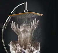 ฝักบัวเทอร์โบ เพิ่มแรงดันน้ำ ประหยัดน้ำ ฝักบัวอาบน้ำขนาดใหญ่หมุนได้ หมุน 360 ° ขนาดใหญ่9นิ้ว