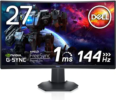 Dell Gaming Curved Monitor 27" S2721HGF (1ms/144Hz/1500R Curved Surface/AMD FreeSync™ Premium/NVIDIA® G-SYNC® Compatible/Full HD/DP,HDMI x2/Height Adjustment)