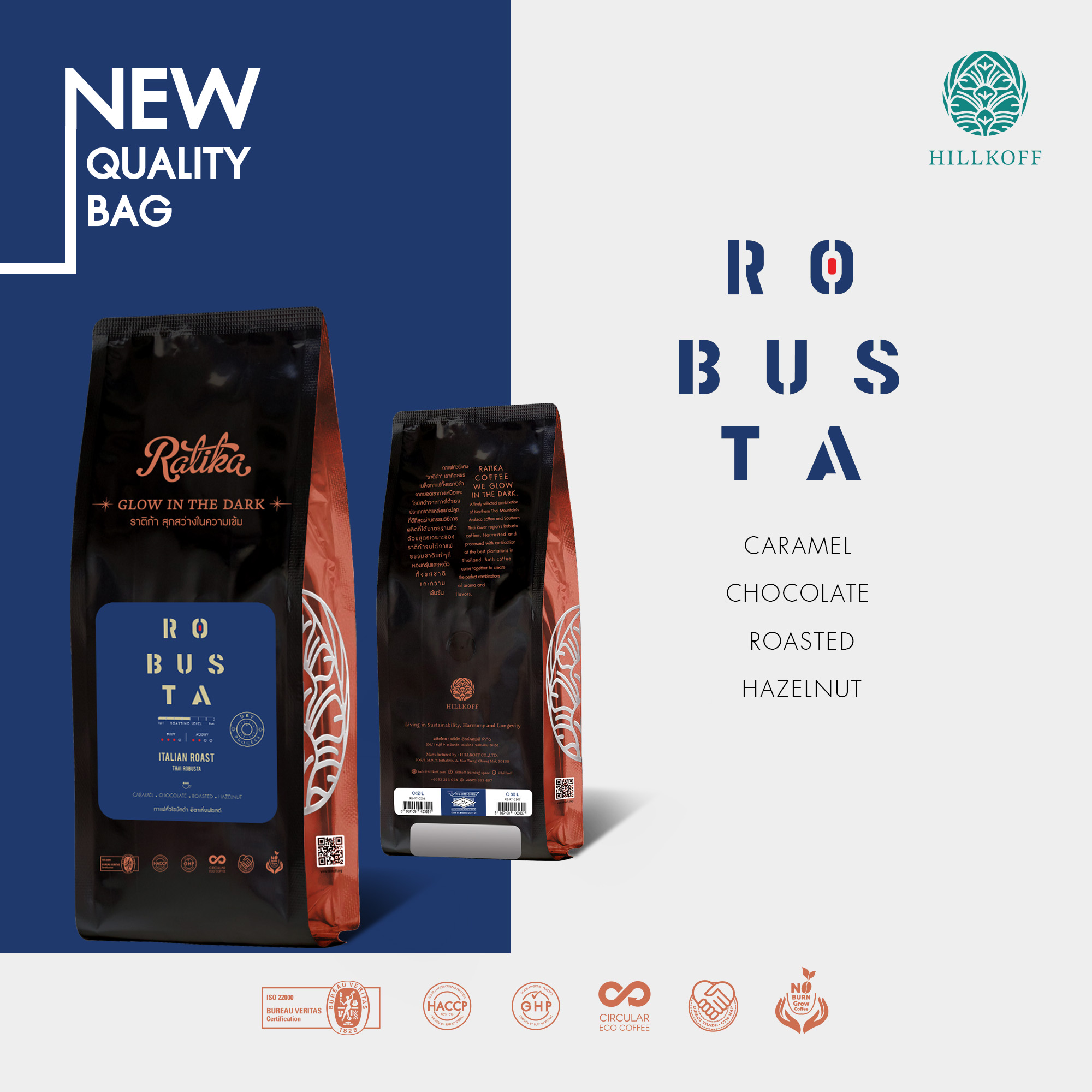 HILLKOFF : เมล็ดกาแฟคั่ว โรบัสต้า คั่วกลาง ราติก้า Ratika Robusta Italian Roast ขนาด 500 g กาแฟ เมล็ดกาแฟ เม็ดกาแฟ ราคา 200 บาท*ส่งฟรี