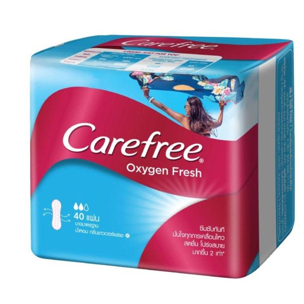 Carefree แคร์ฟรี ผ้าอนามัย ออกซิเจนเฟรชเรคกูล่าร์ 40ชิ้น