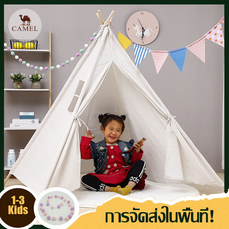 [ส่งจากไทย] เต็นท์เด็ก เต็นท์เด็ก เต็นท์ของเล่น เต็นท์ canva เต็นท์อินเดีย 0.9 ม ด้วยการตกแต่ง พร้อมสต็อกในประเทศไทย Baby Tent Canva Tent with Tent decors Suitable for 2 babies
